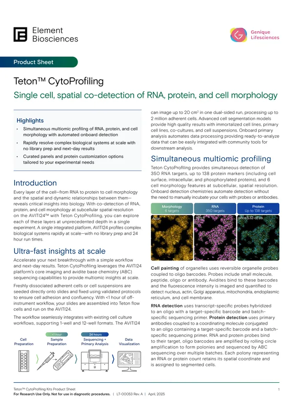 First page of Teton™ CytoProfiling