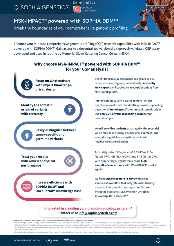 First page of MSK-IMPACT® powered with SOPHiA DDM™