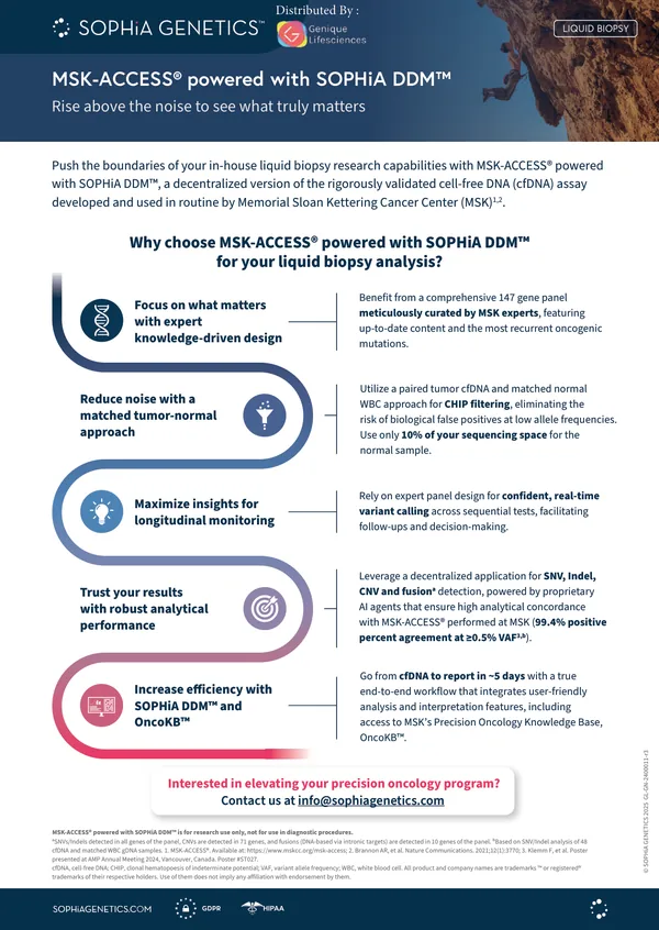 First page of MSK-ACCESS® powered with SOPHiA DDM™